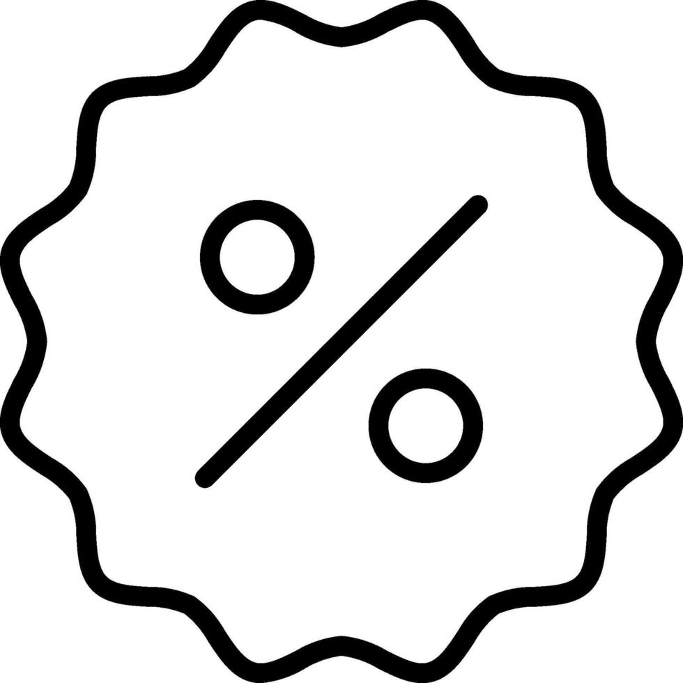 A black and white icon of a percentage sign vector