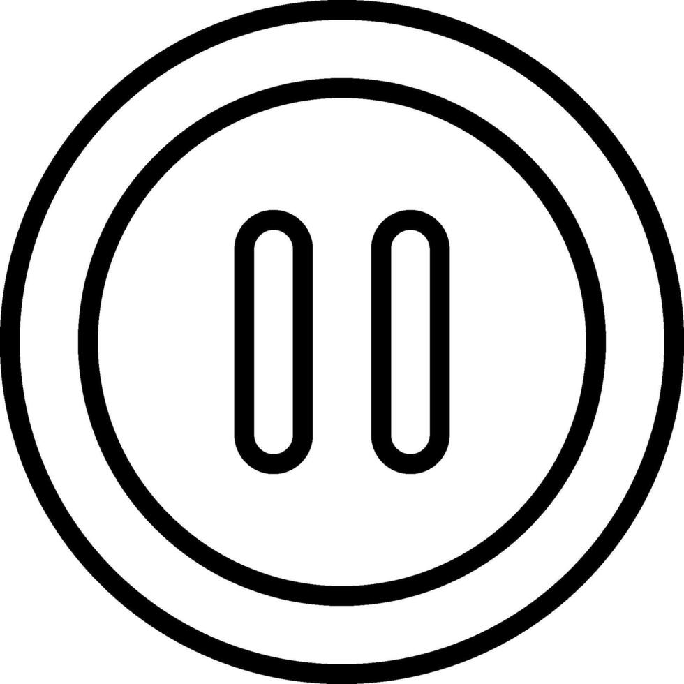 A black and white icon of a button with two lines vector