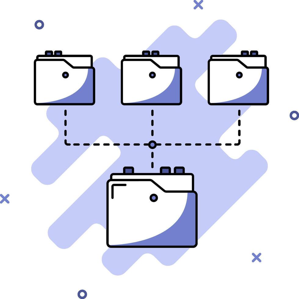 A diagram of a computer with a file folder on top vector