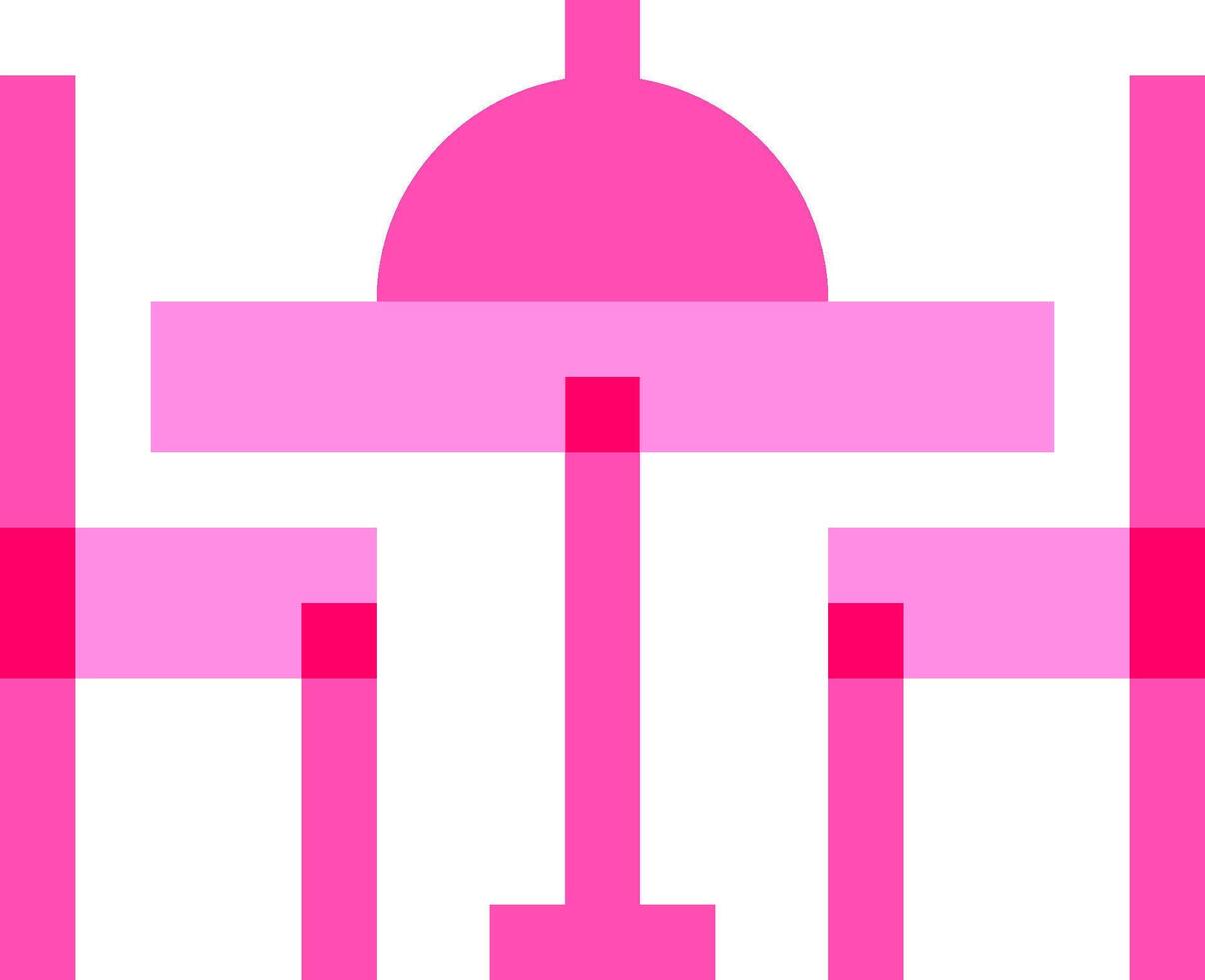 A pink and white abstract image of a table and chairs vector