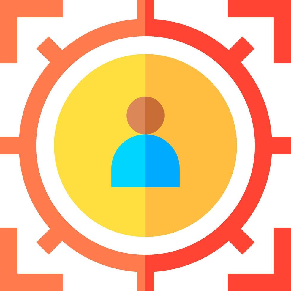 A person is in the center of an orange and red circle vector