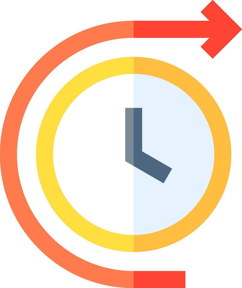 A clock with an arrow pointing to the right vector