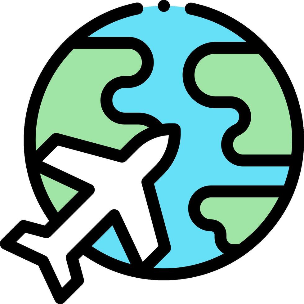 Airplane flying around the globe icon vector
