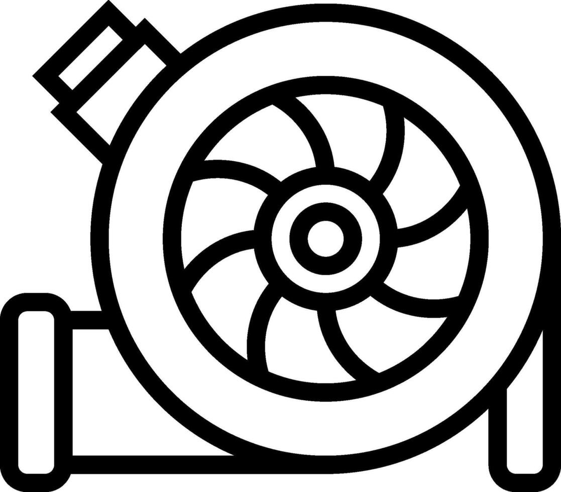 A black and white drawing of a fan vector
