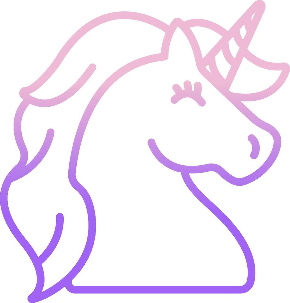 A unicorn head with a pink and purple outline vector