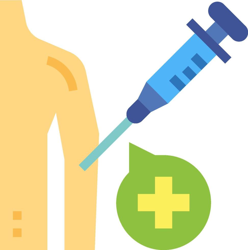 A syringe is being used to inject a green cross vector