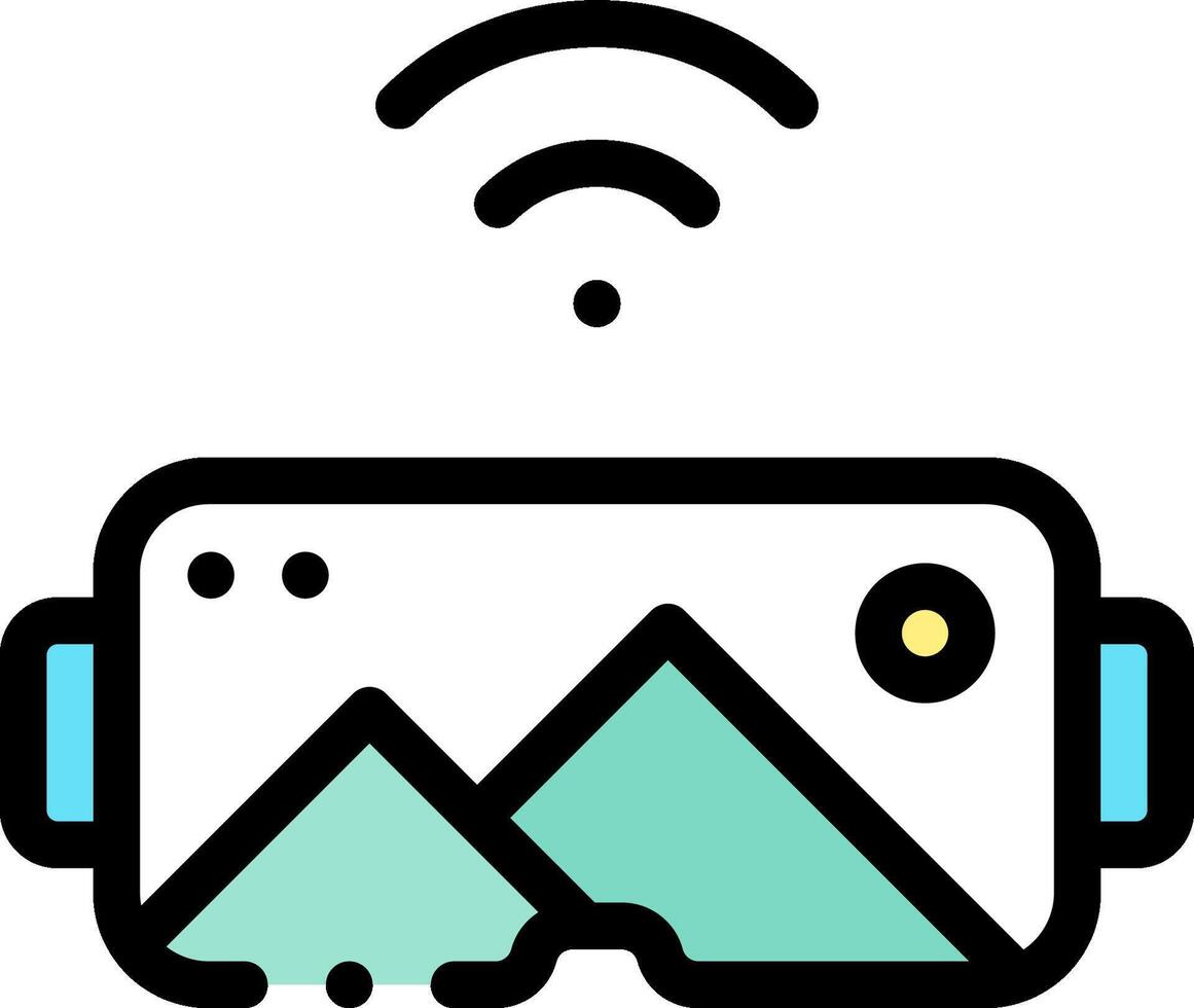 A virtual reality headset with a mountain in the background vector