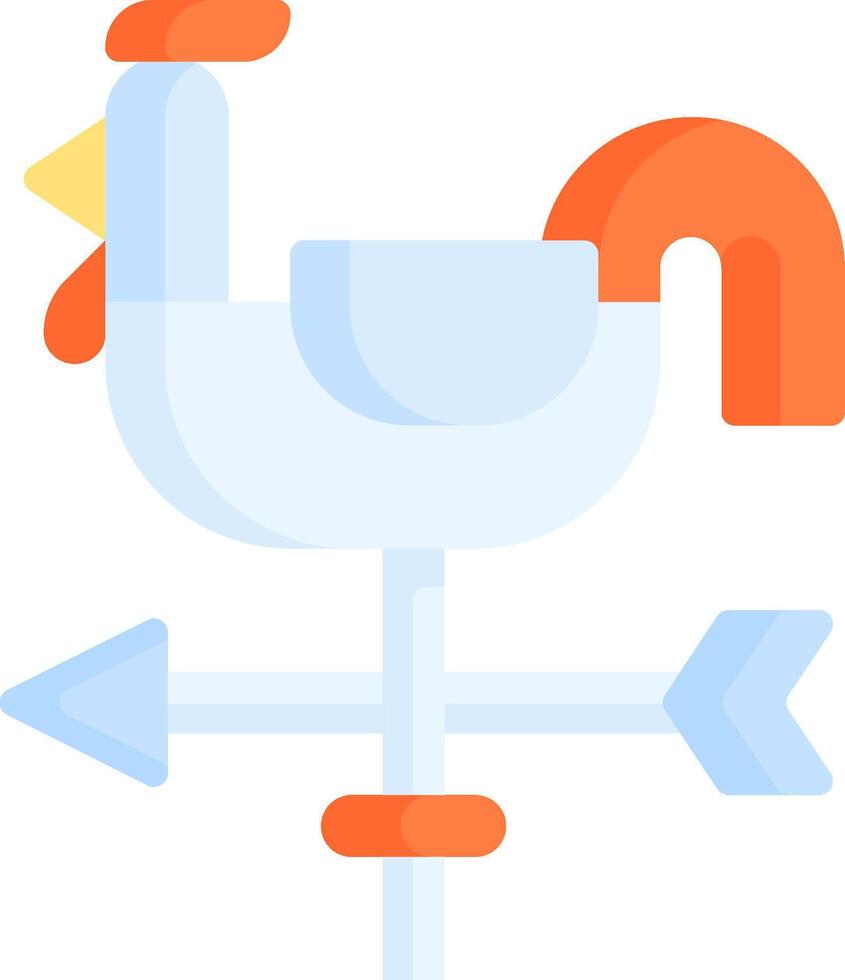 A weather vane with an orange and blue bird on it vector