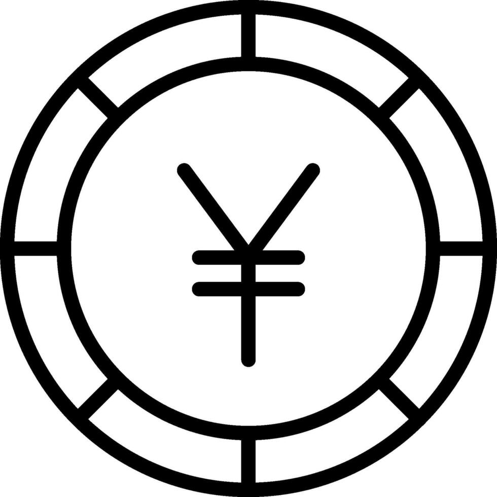 Yuan symbol in a circle with a black outline vector