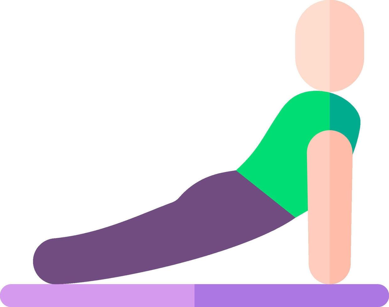 A man is doing a plank pose on a purple and green mat vector