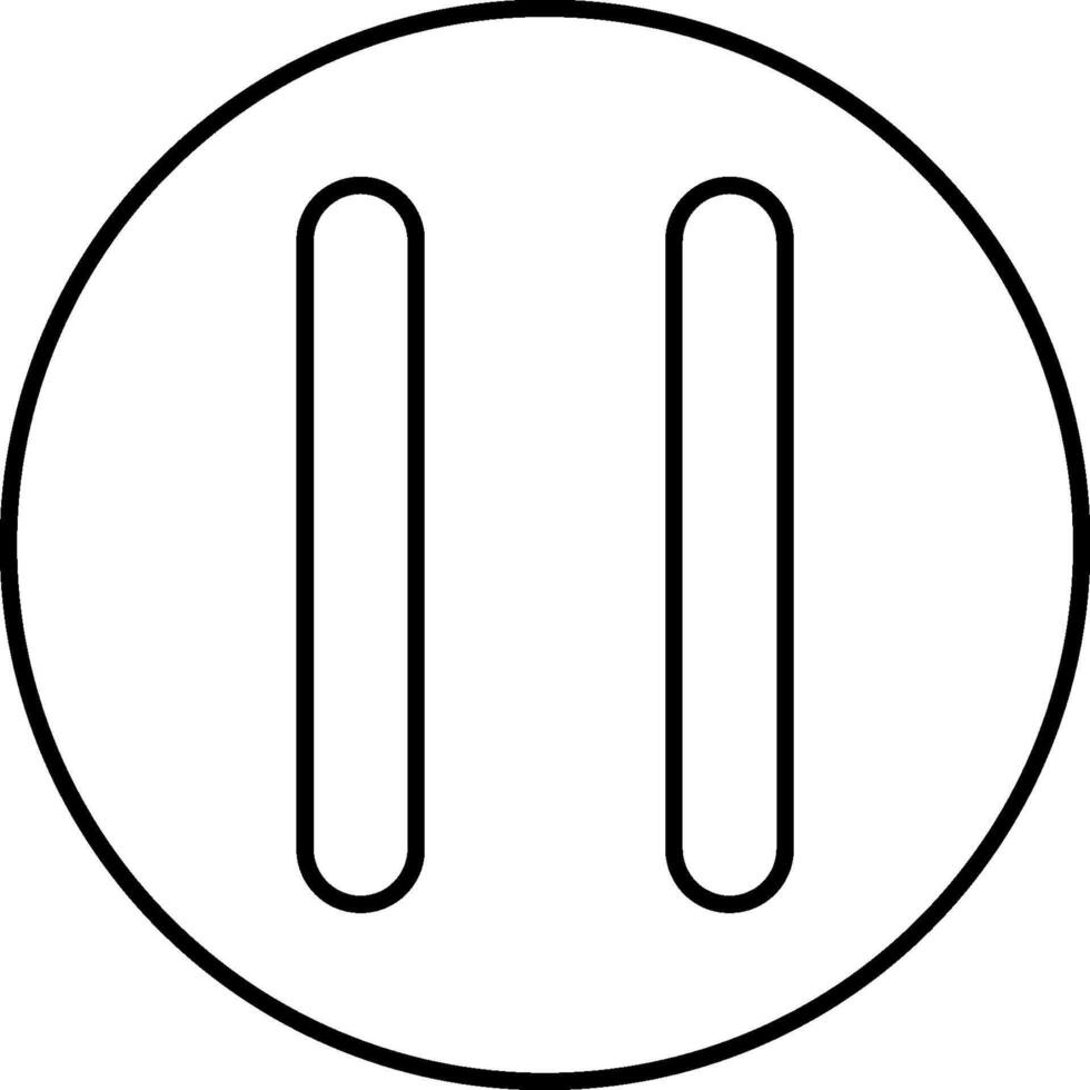 A black and white circle with two lines on it vector