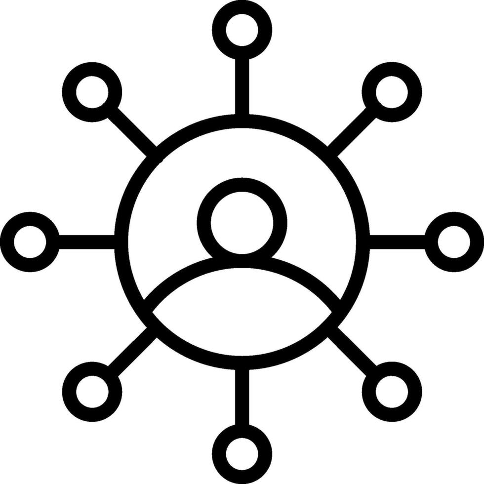 A black and white icon of a circle with people connected to it vector