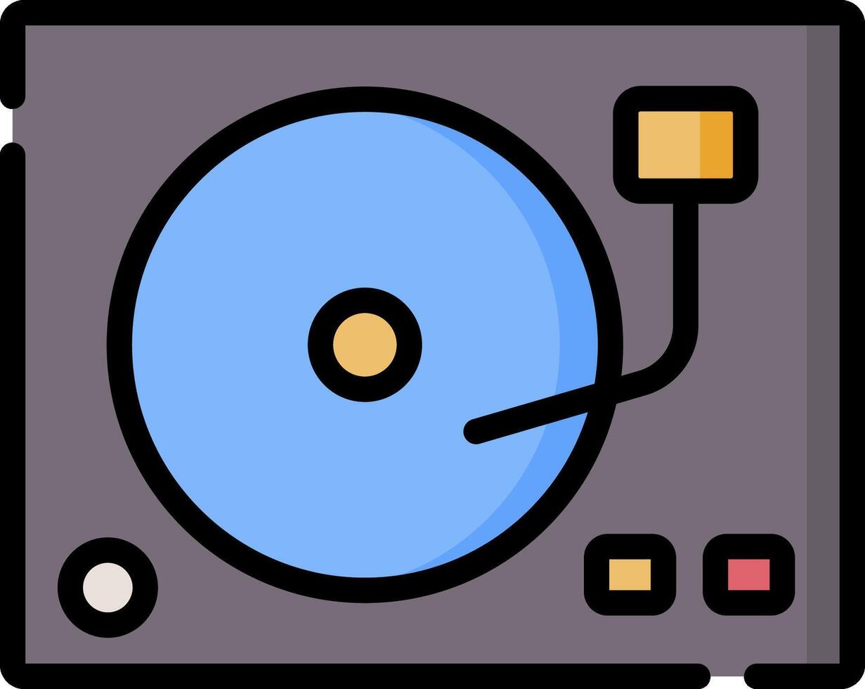 A turntable with a blue record on it vector