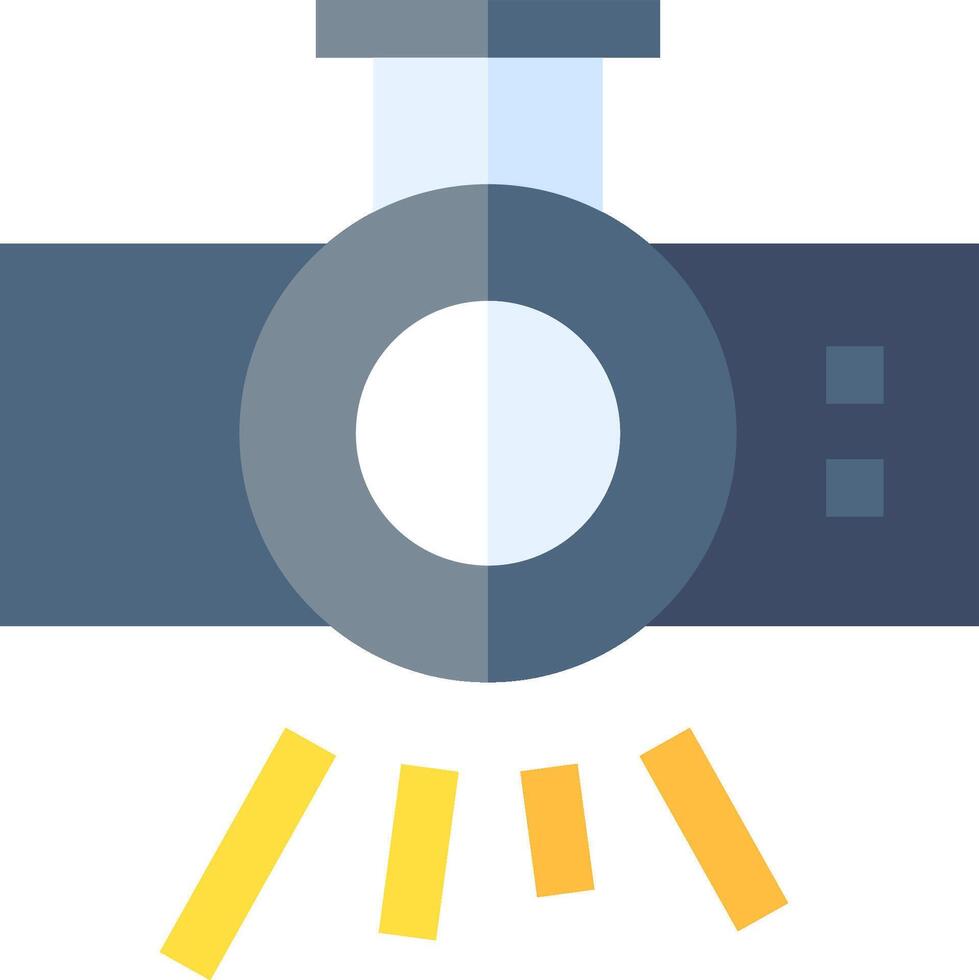A camera with a light coming out of it vector