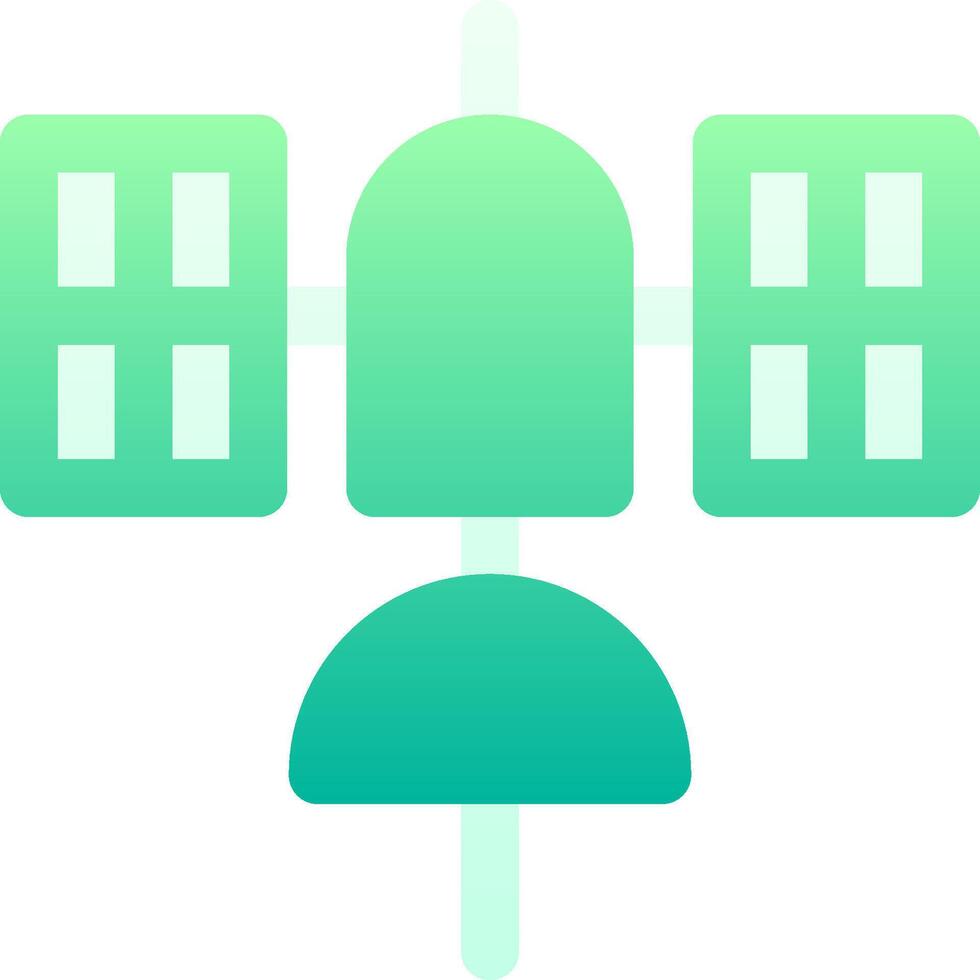 A flat icon of a satellite with a building in the background vector