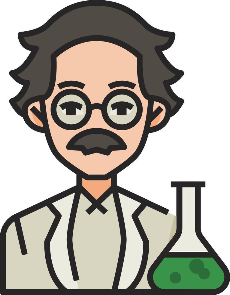 A cartoon man with glasses and a flask vector