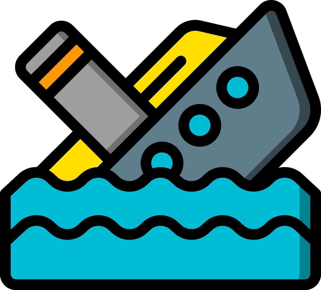 A ship sinking in the ocean with a boat in the water vector
