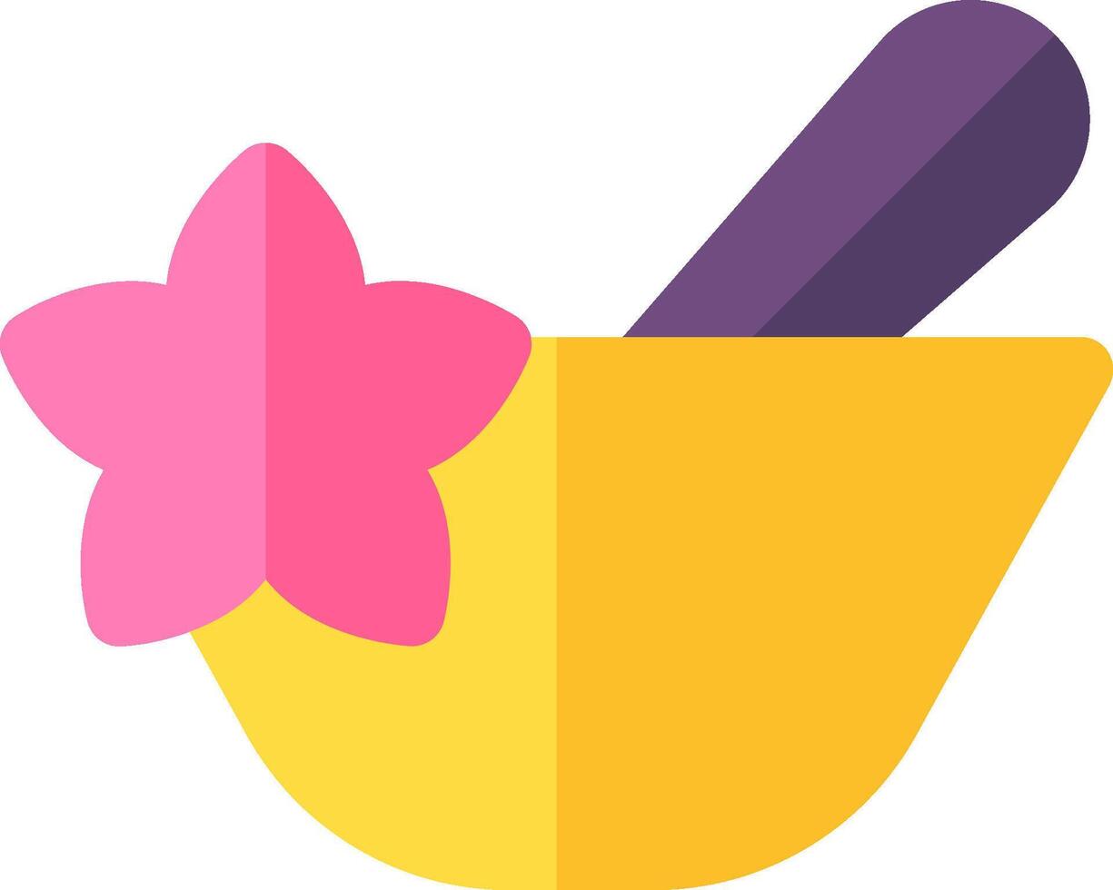 A yellow bowl with a pink flower and a spoon vector