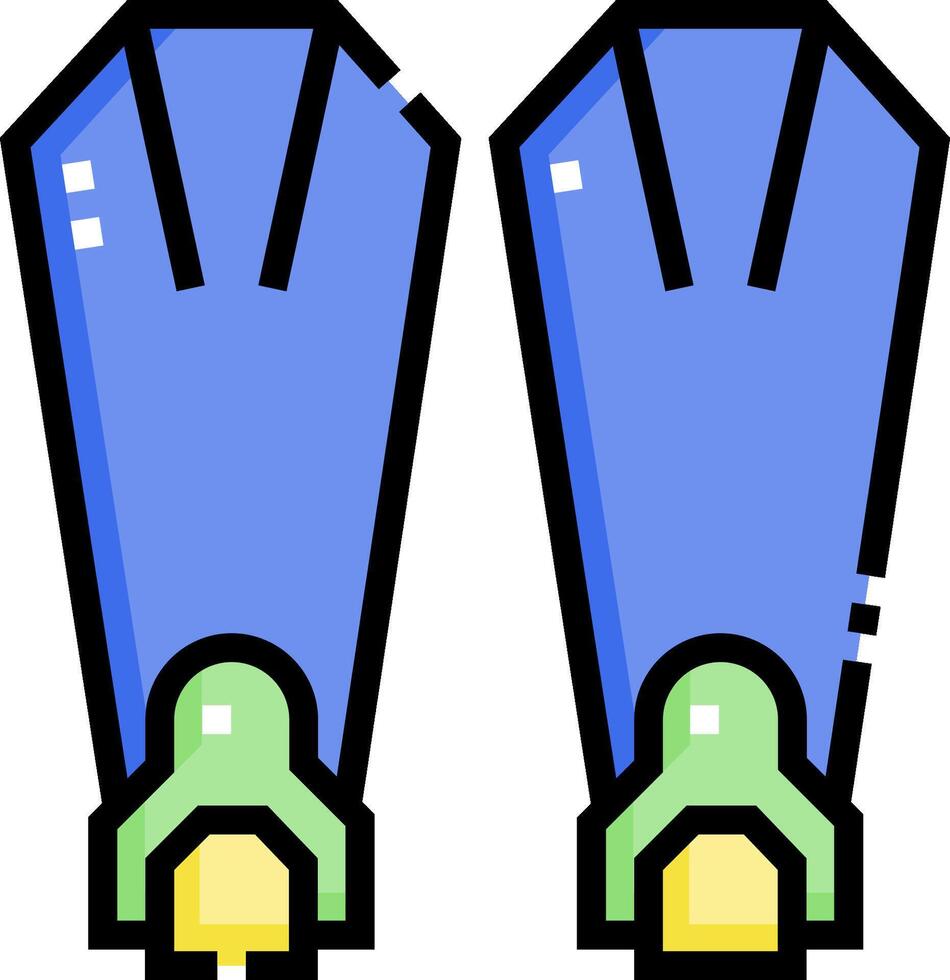 Two blue scuba fins with yellow fins vector