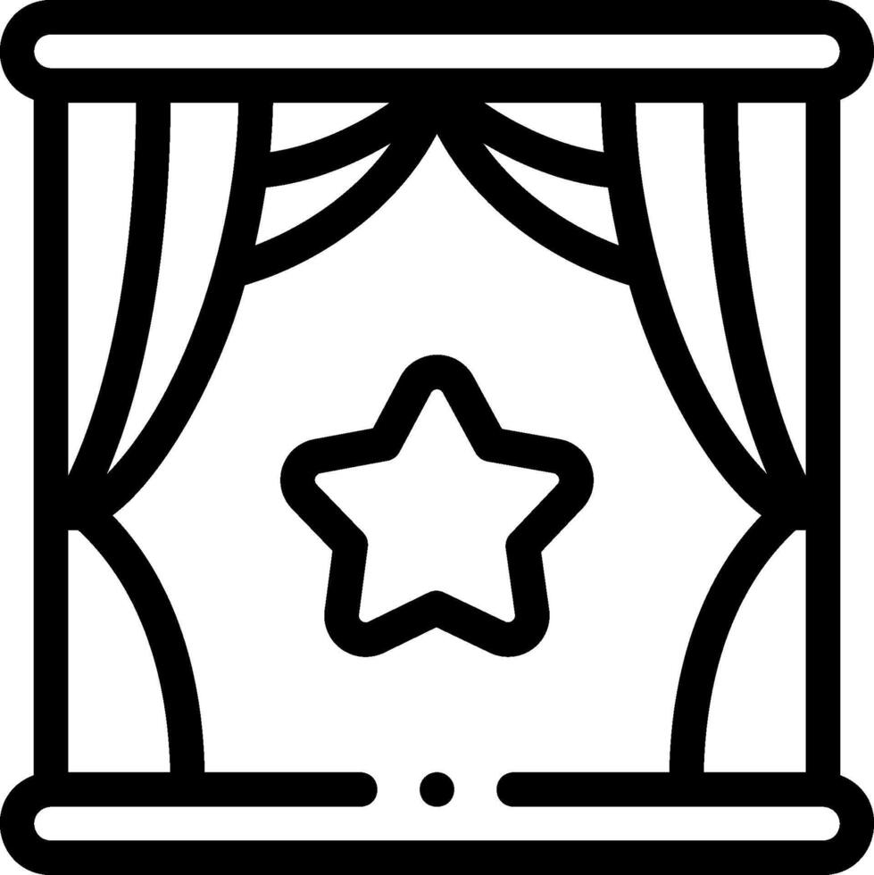 A black and white image of a curtain with a star vector