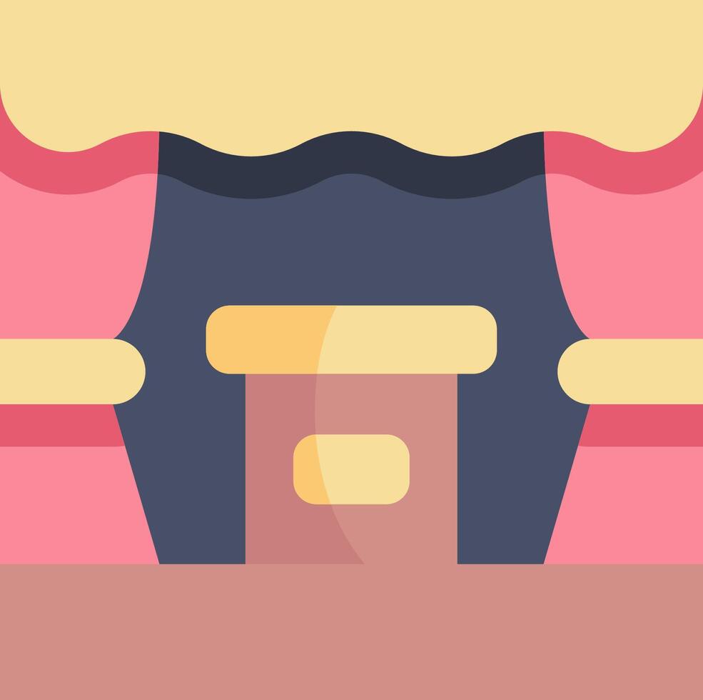 A cartoon of a stage with curtains and a chair vector
