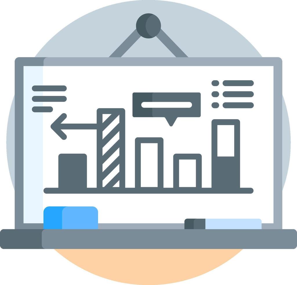 A person holding a laptop with a bar chart on it vector