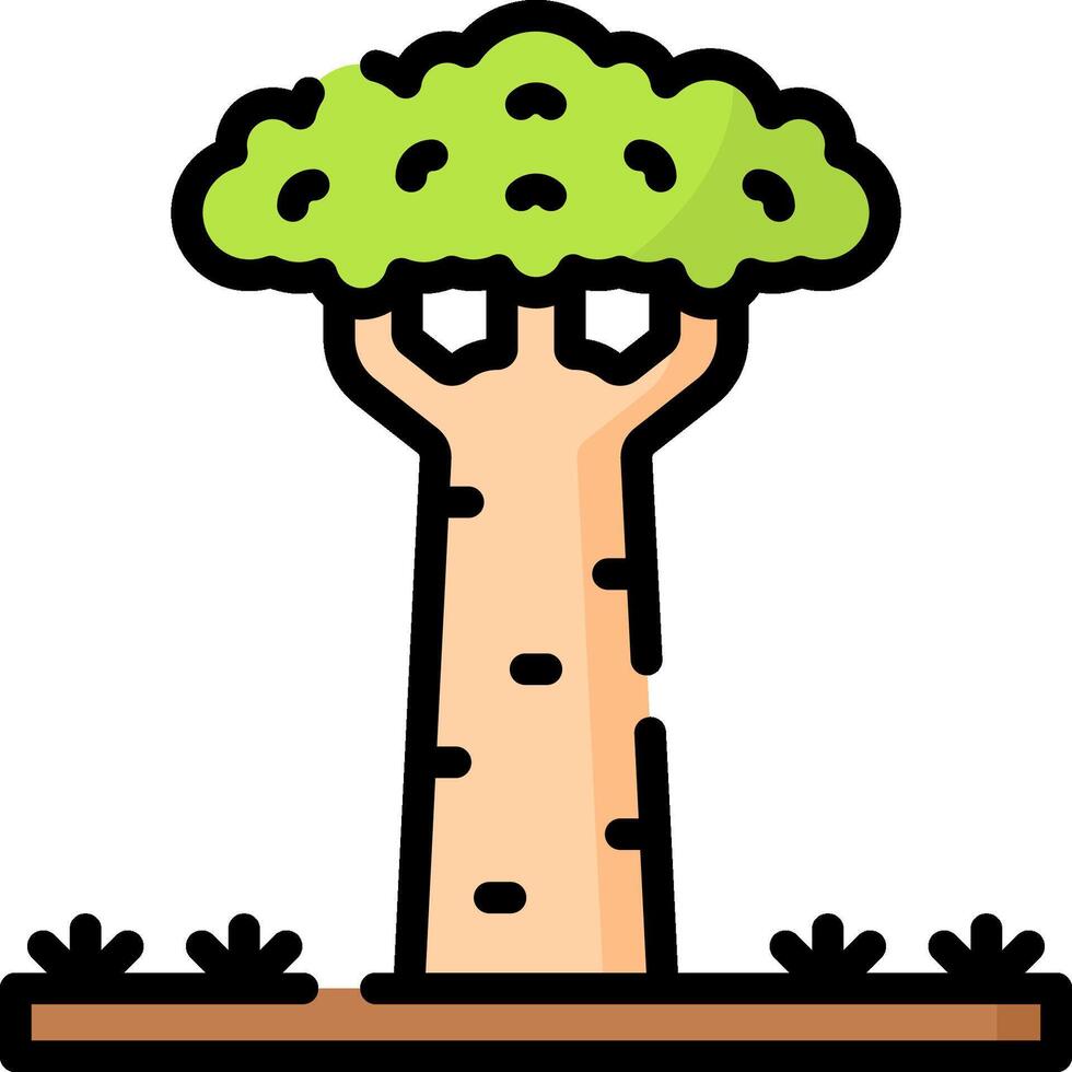 A cartoon tree with a green leaf on top vector