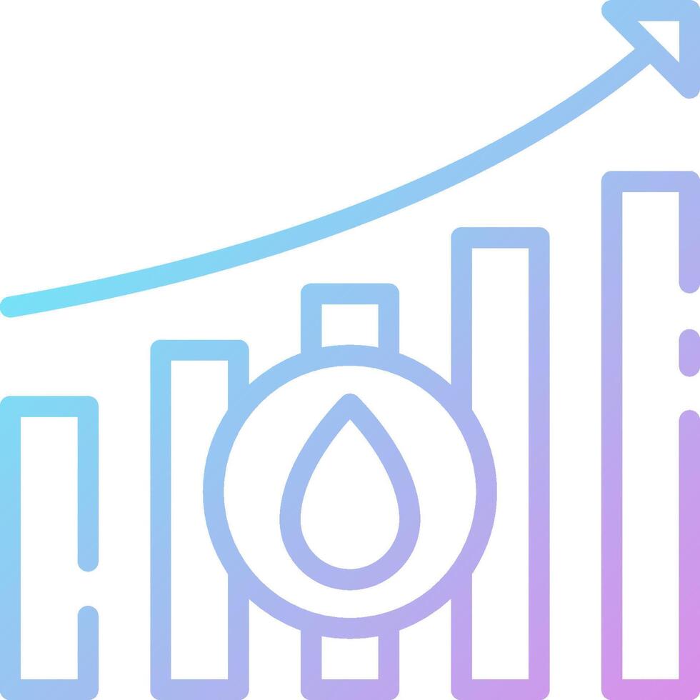 A graph with a drop of water and a bar chart vector