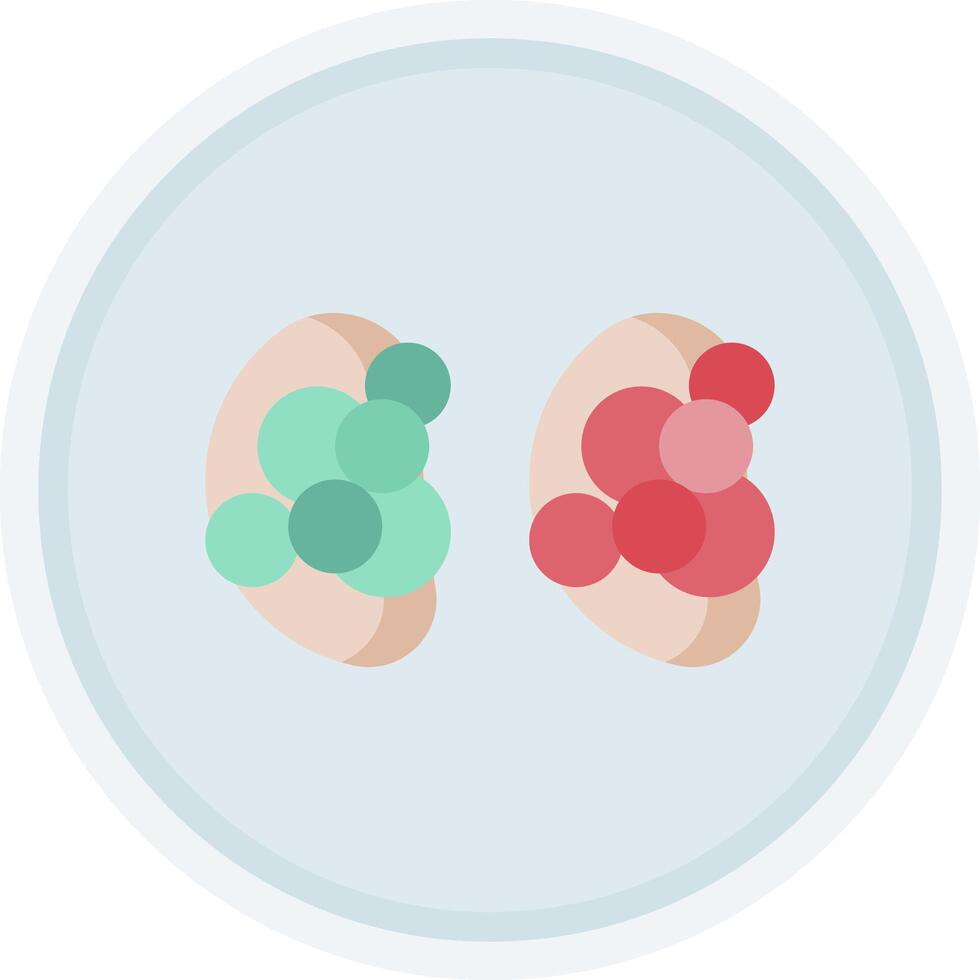 Two red and green spheres are in a circle vector