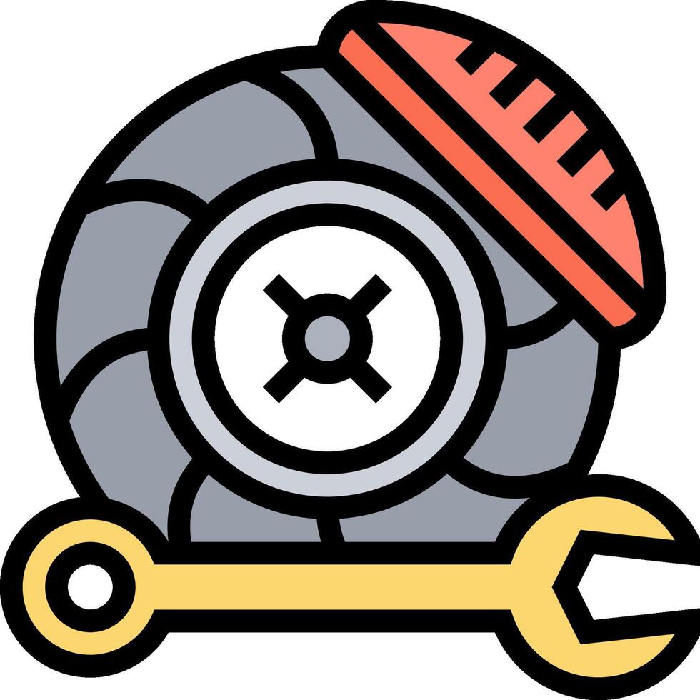 A wheel with a wrench and a wrench icon vector