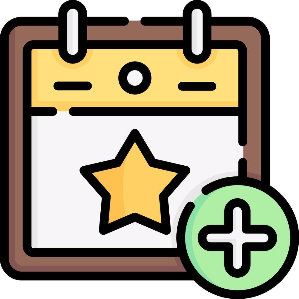 A calendar with a star and a plus sign vector