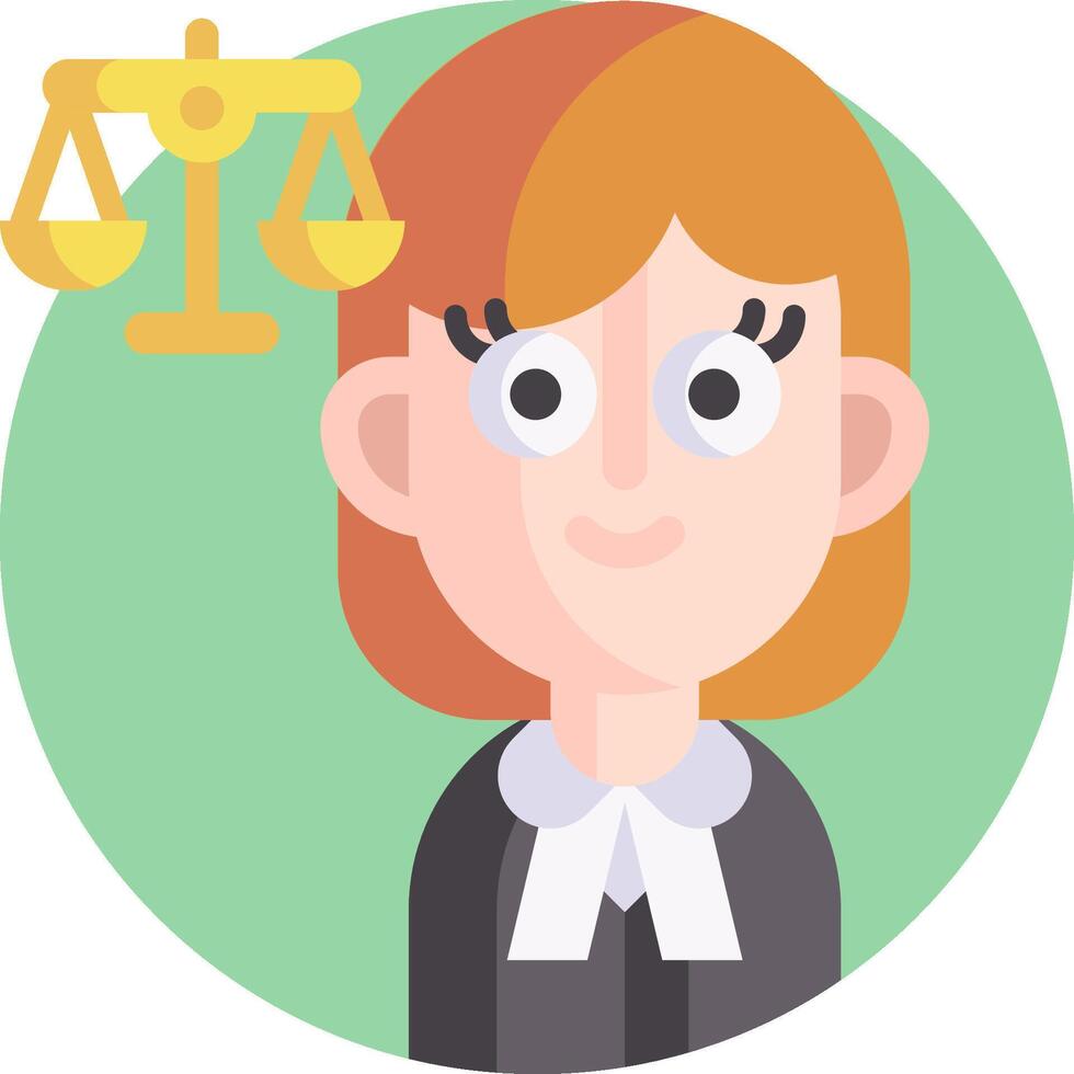 A cartoon woman with scales of justice on her head vector