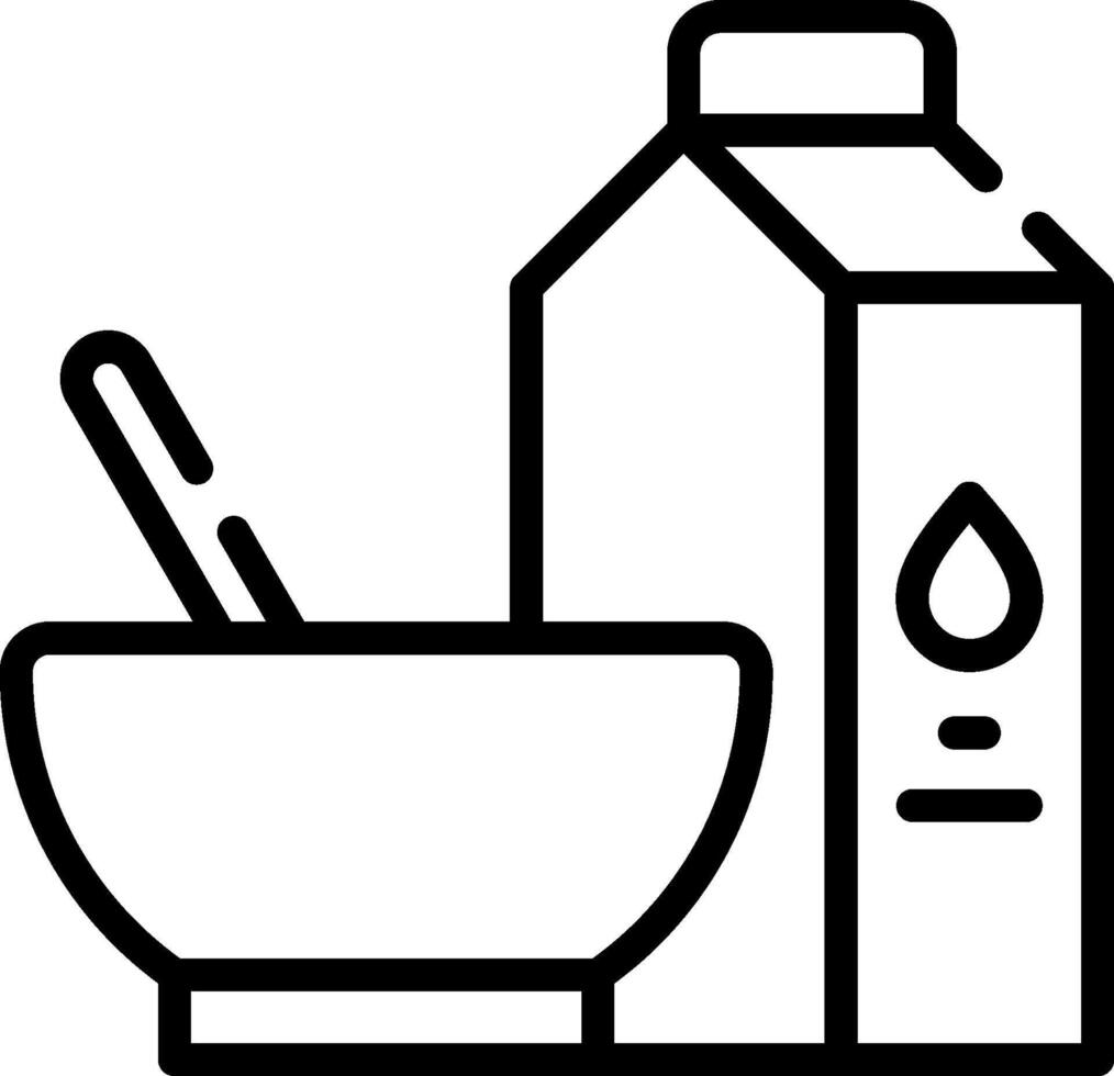 A milk bottle and bowl with a spoon vector