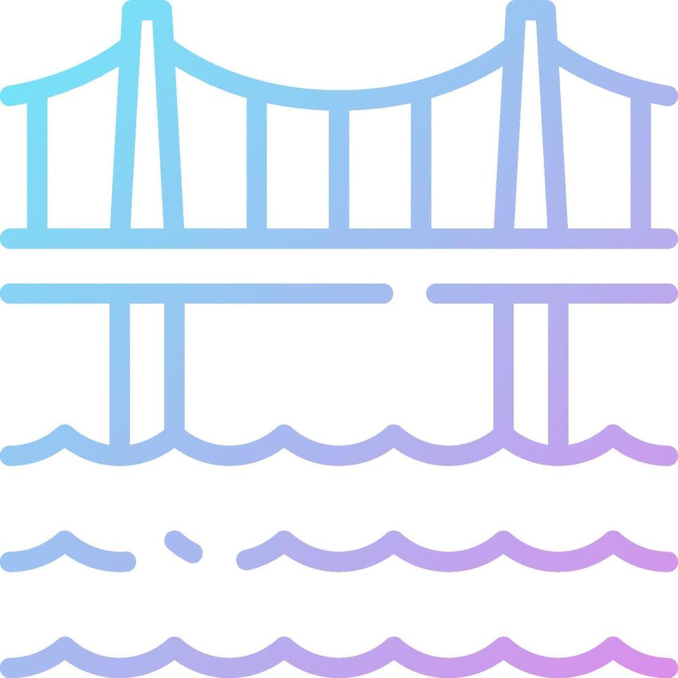 A bridge over water with a rainbow outline vector