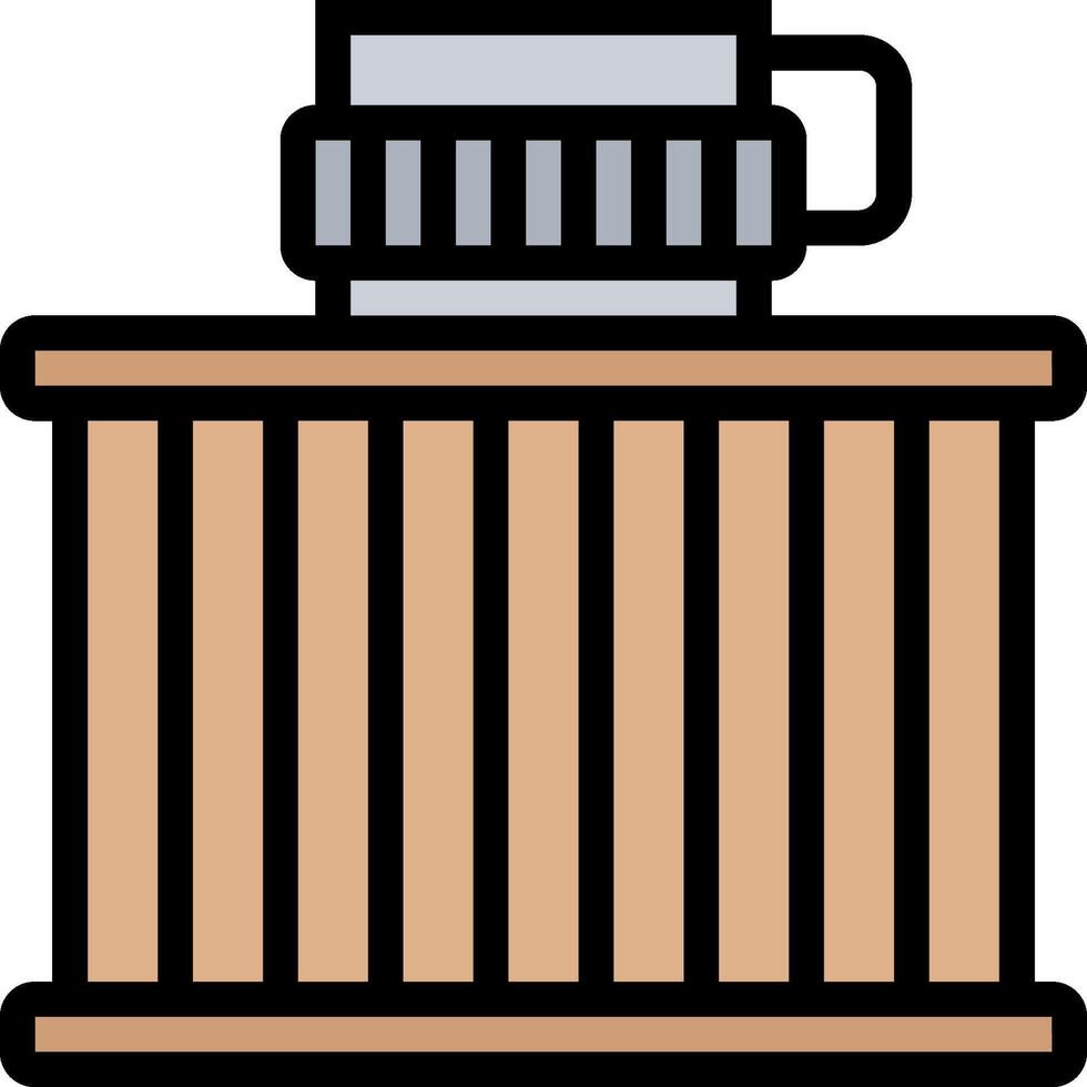 A wooden crate with a coffee pot on top vector