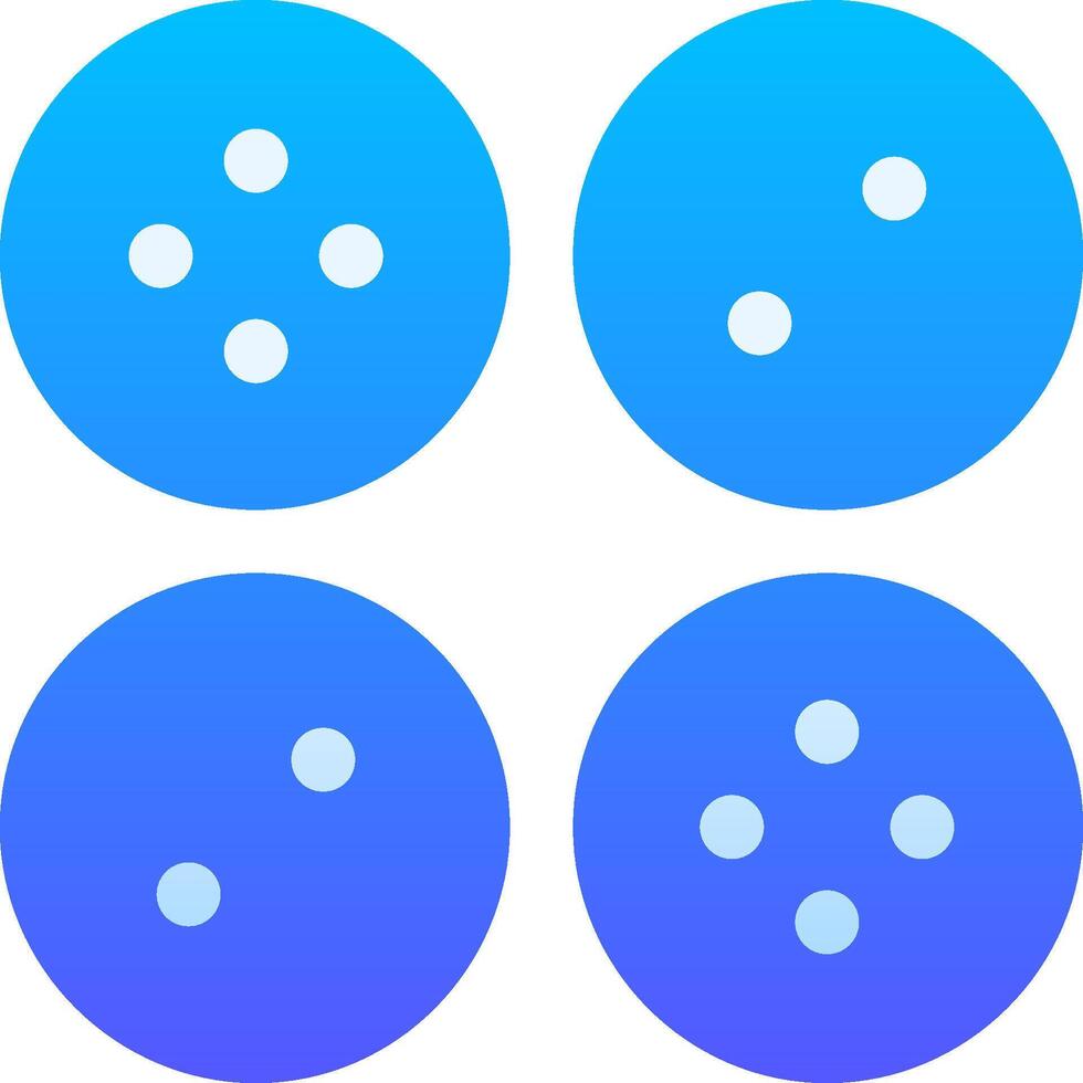 Four blue buttons with four dots on each vector