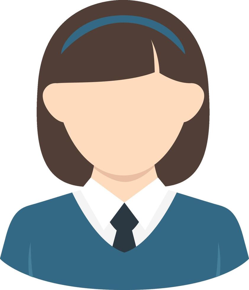 A woman in a school uniform is shown in an icon vector