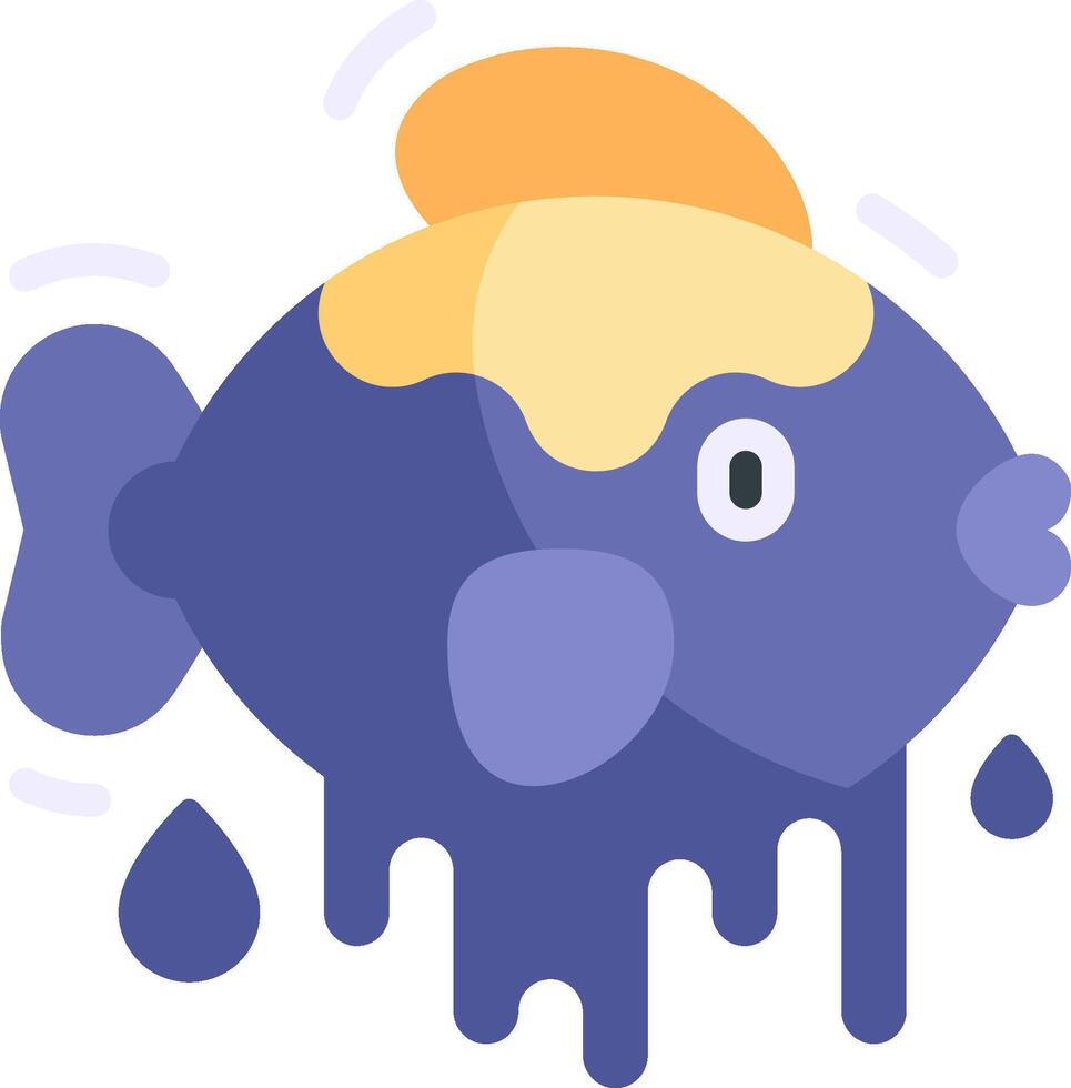 A fish with a dripping head and a yellow hat vector