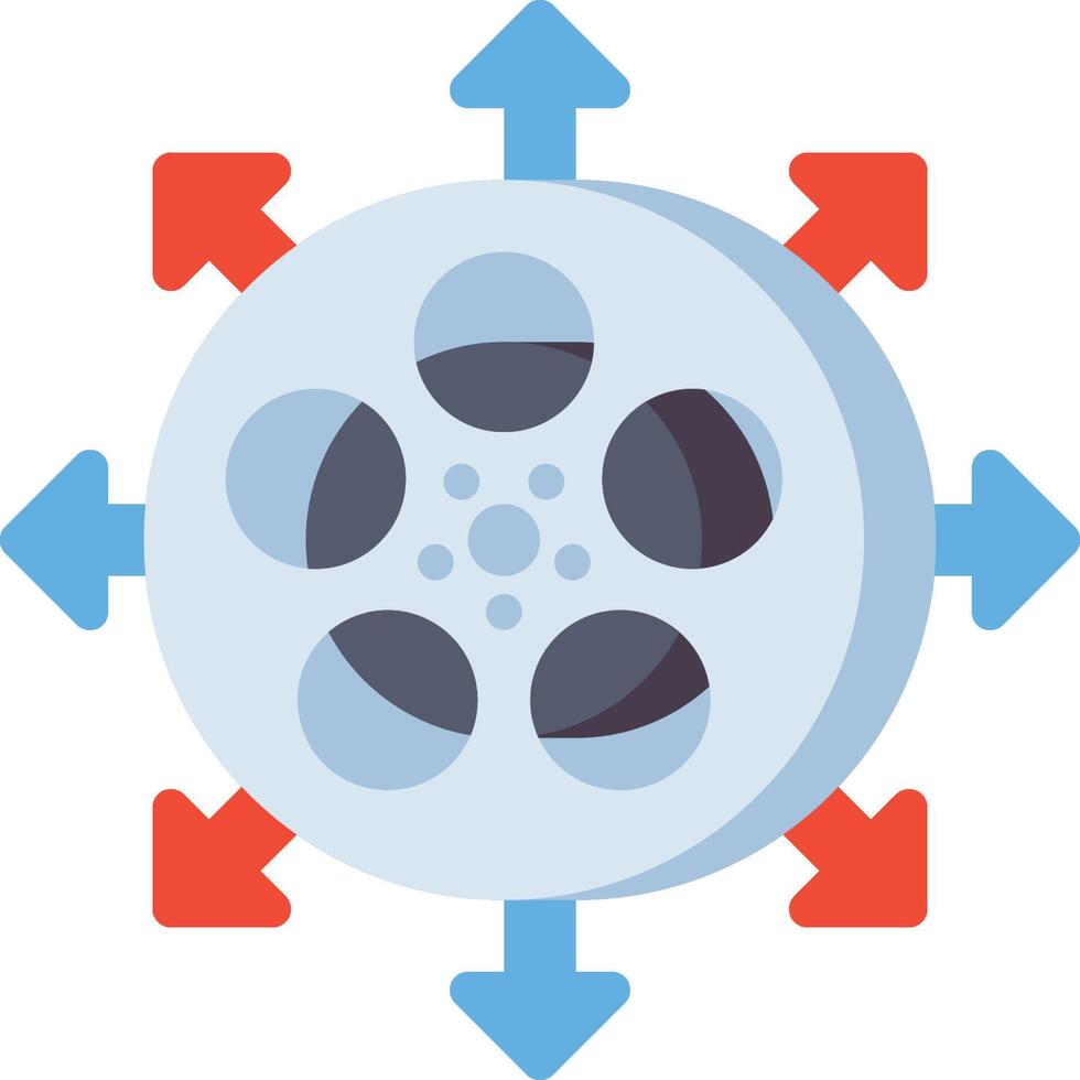 An icon of a film reel with arrows pointing in different directions vector