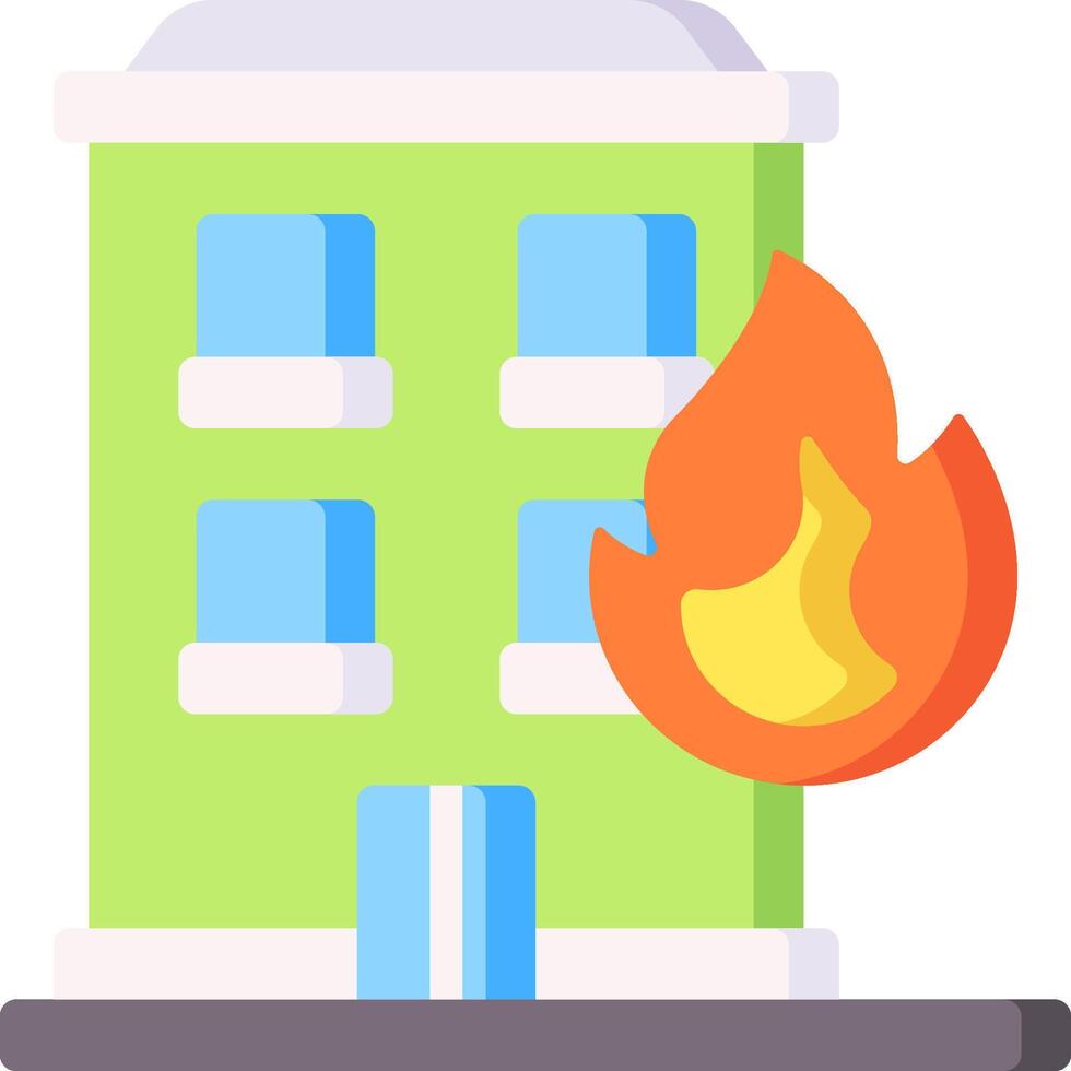 Fire in a building icon vector