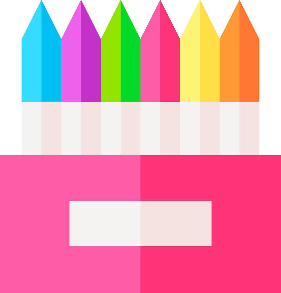 Color pencils in a pink box with a white background vector