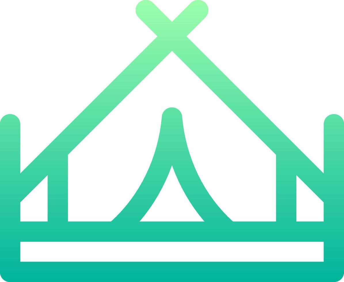 A green and blue logo with a tent vector