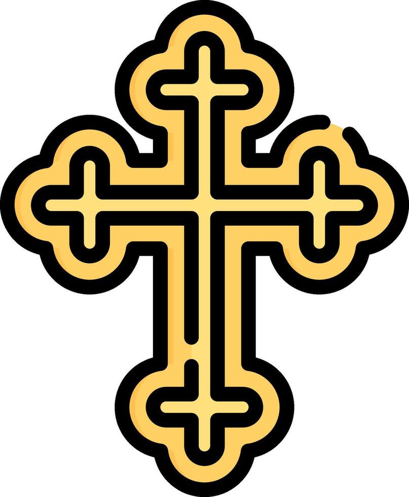 A cross with a black and gold design vector