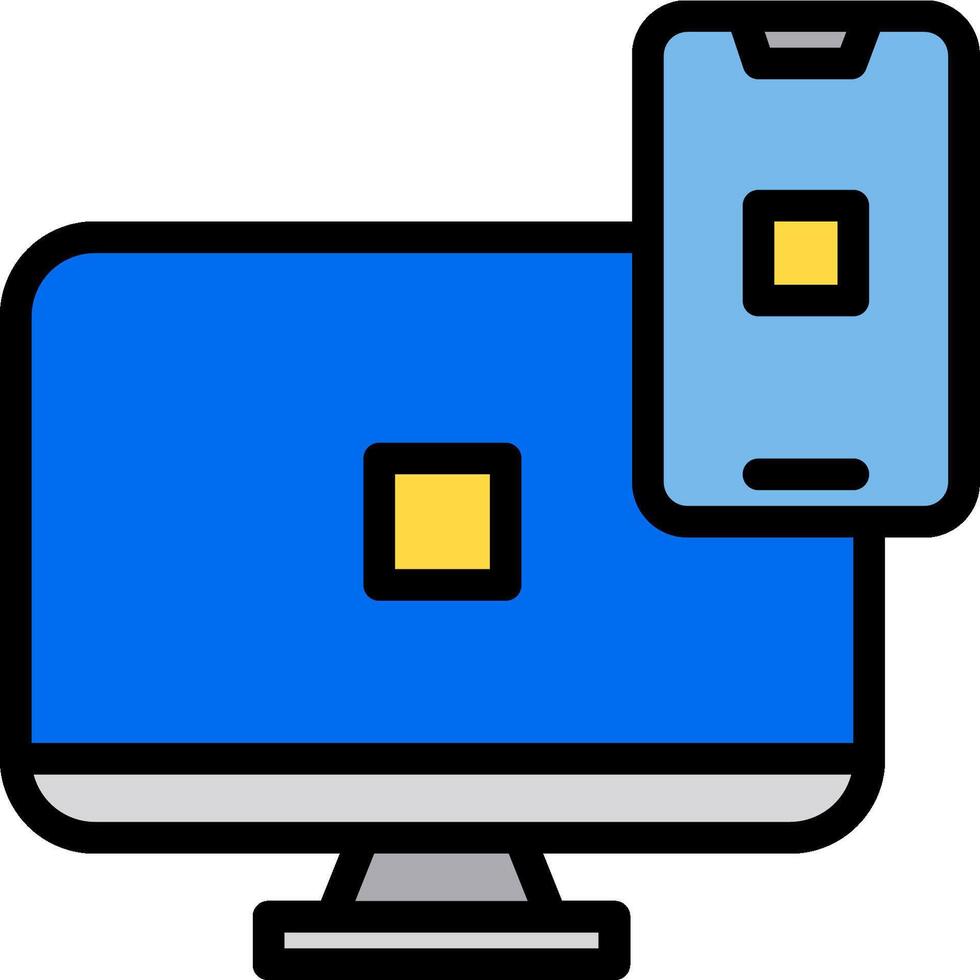 A computer and phone are connected to a monitor vector