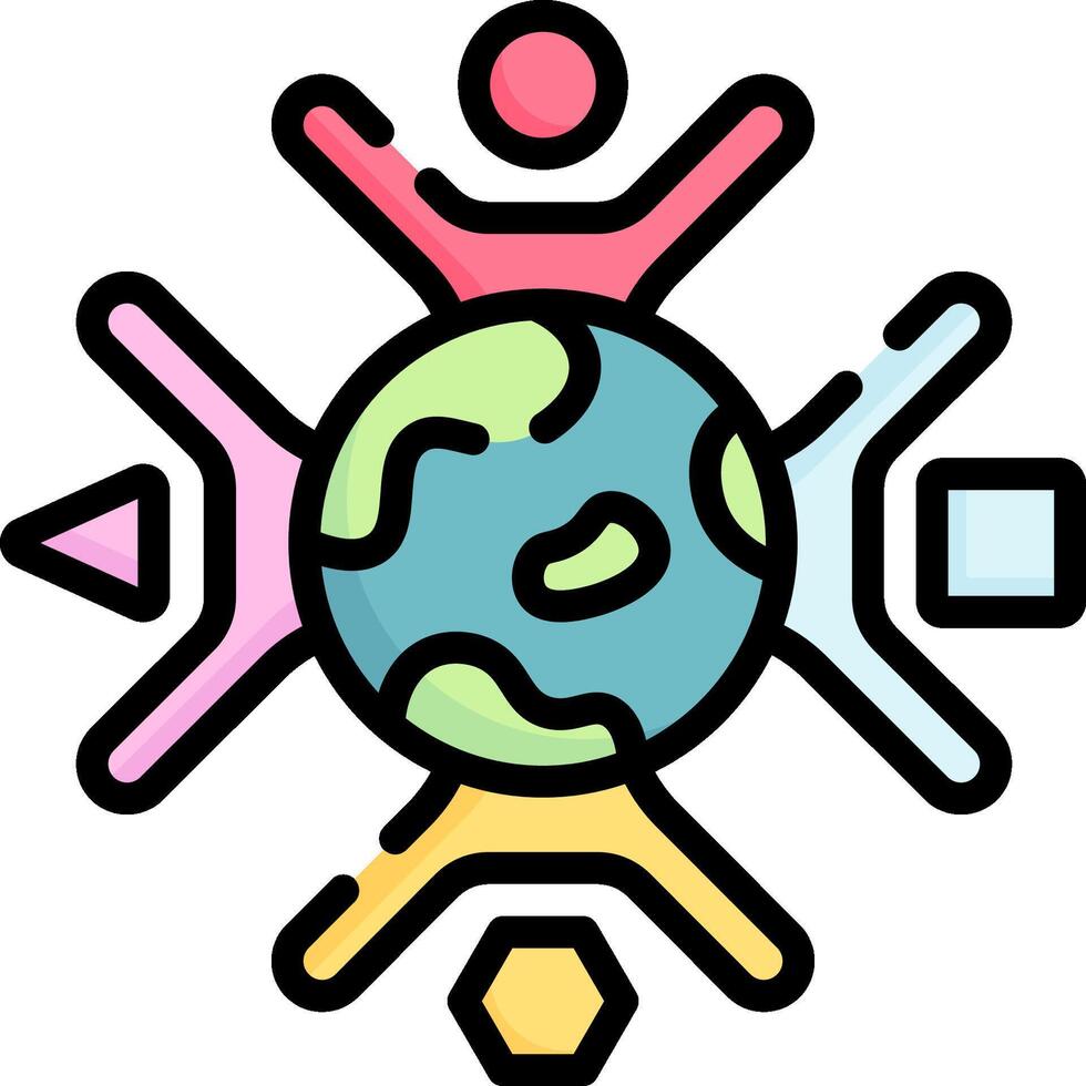 A colorful icon of people around the earth vector