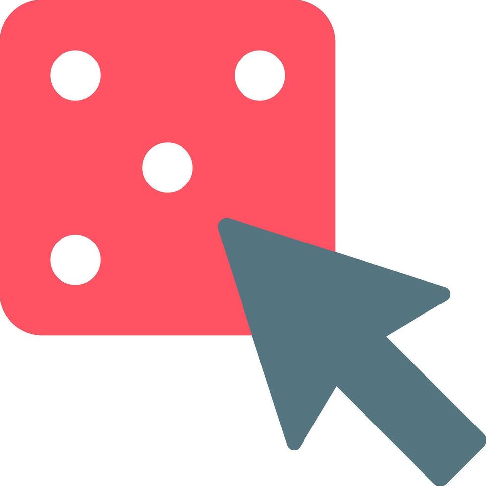 A red dice with a red arrow pointing to it vector