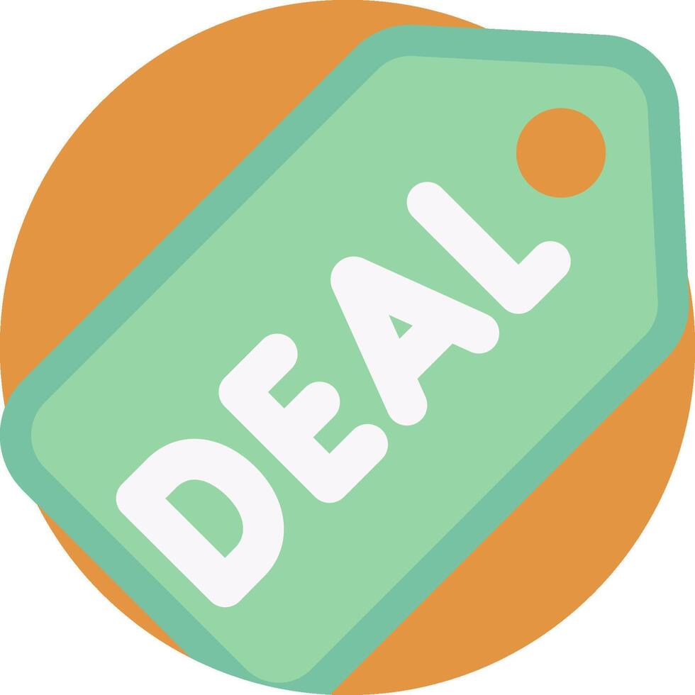 Deal icon with a green tag and orange background vector