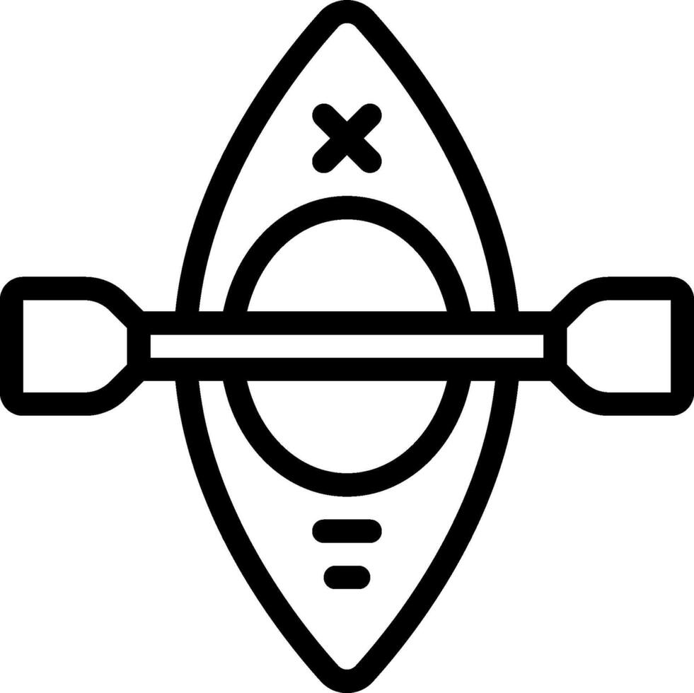 A black and white image of a canoe with paddles vector
