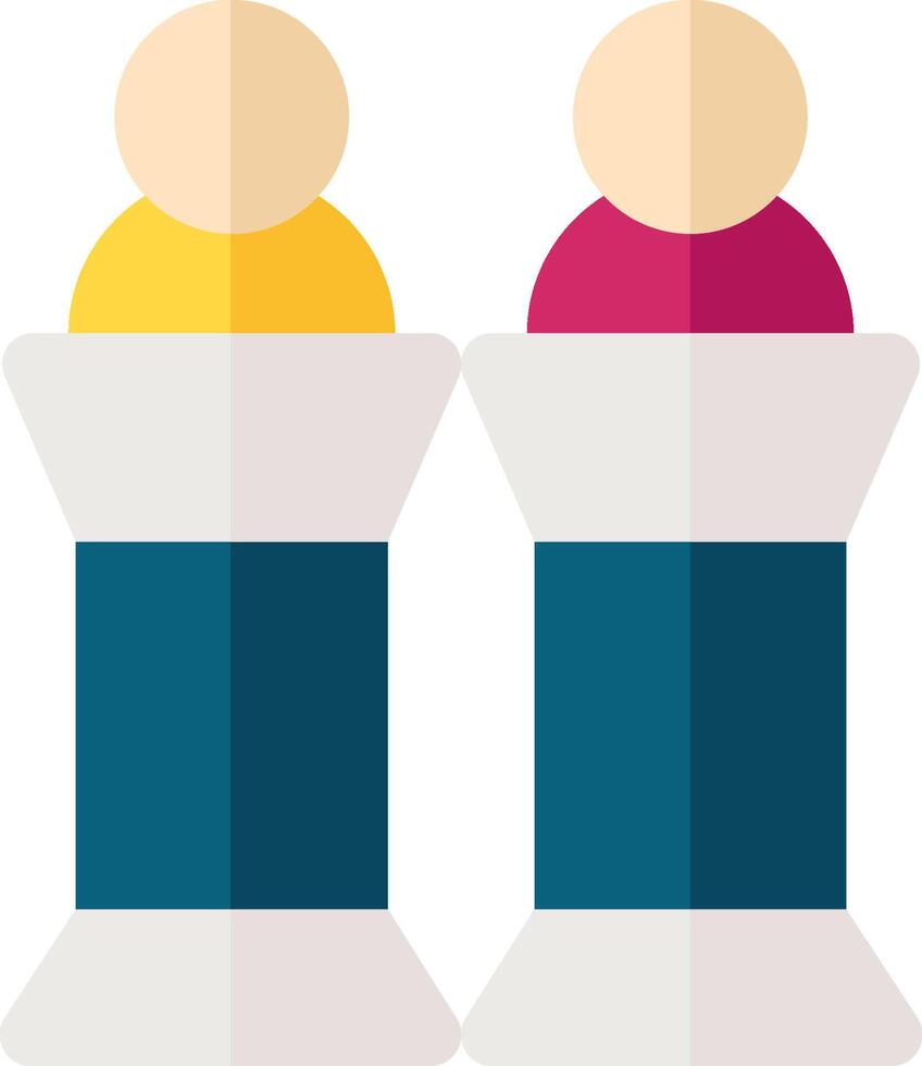 Two people in a chair with a spool of thread vector