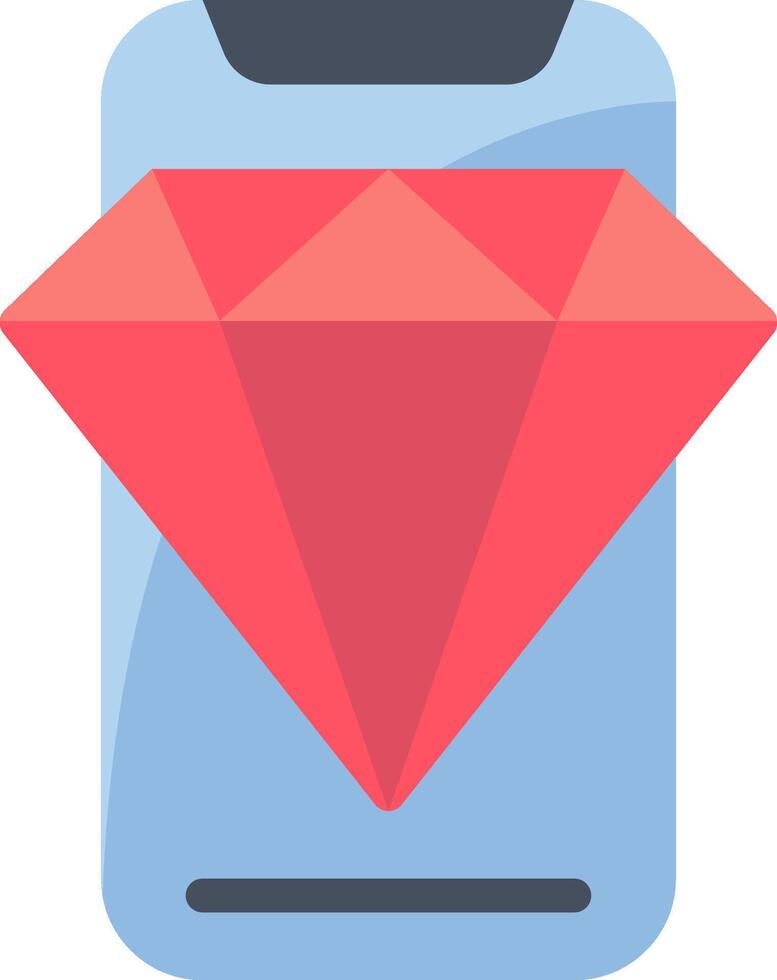A red diamond icon on a smartphone vector